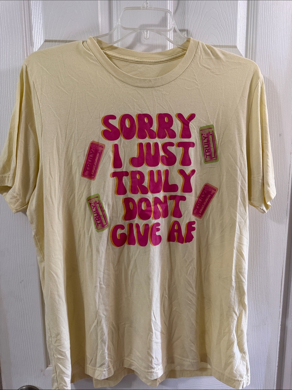 Women’s XL Graphic Tee with Pink Slogan - "Sorry I Just Truly Don't Give AF"